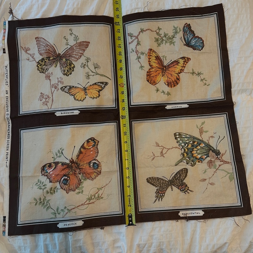 Vintage butterfly fabric panel